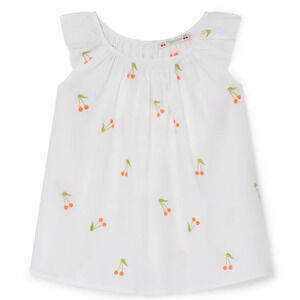 Bonpoint White Tank Top with Orange Cherry Print